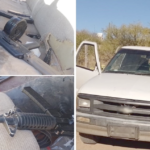 Aseguran armamento en camioneta abandonada; operativo de fuerzas federales en el municipio de Sáric, Sonora.