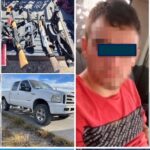 Aseguran cinco personas, armas y vehículos durante operativos en zona de Altar; fusiles de asalto, cargadores y cartucos, entre lo confiscado a los criminales.