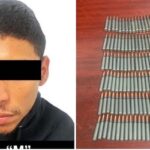 Detienen a sujeto en posesión de cartuchos para ‘cuerno de chivo’; los traía ocultos en una mochila; está a disposición de la FGR.