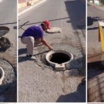Continúa Ayuntamiento colocando tapas de alcantarillas; se busca reducir riesgos de accidentes.
