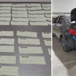 Automovilista detenido con pagarés por 2.6 millones de pesos; fue sorprendido cuando ingresaba a México por la línea fronteriza de Mexicali, BC.