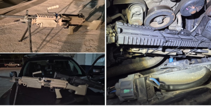 #NOGALES Cae mujer en posesión de armamento; en la línea fronteriza de Nogales Intentaba cruzar armas largas atadas al motor de su camioneta.