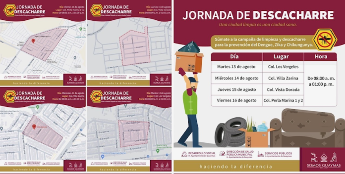Tendrán colonias de Guaymas Jornada de Descacharre esta semana; para dar continuidad a las acciones preventivas.
