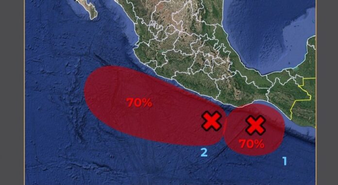 #NACIONAL Por formarse 2 ciclones tropicales en el Pacífico; zonas de baja presión bajo vigilancia de Conagua.