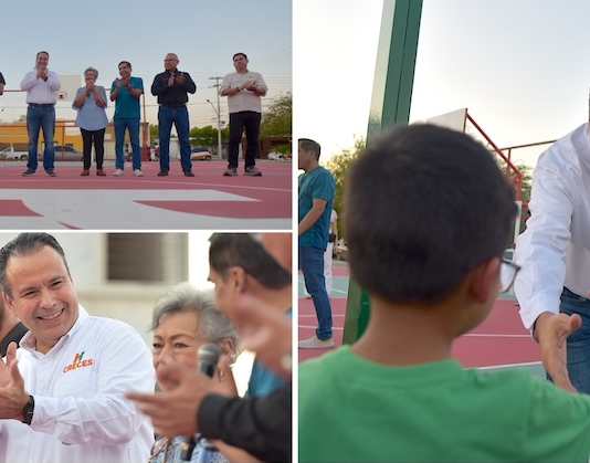 Entrega Toño Astiazarán rehabilitación de cancha en colonia FOVISSSTE