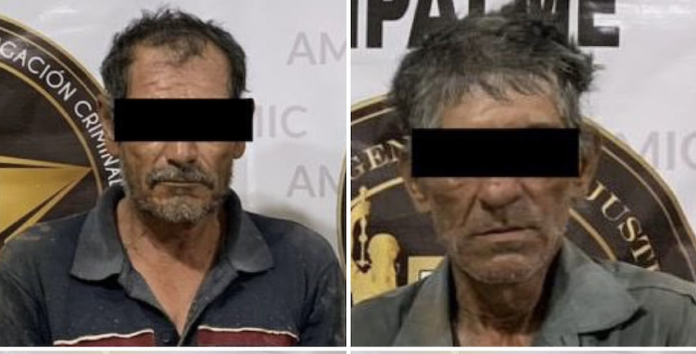 Detienen a dos hombres por robo de camarón en acuícola de Empalme; Roberto “N”, de 54 años y Víctor “N”, de 53 años.
