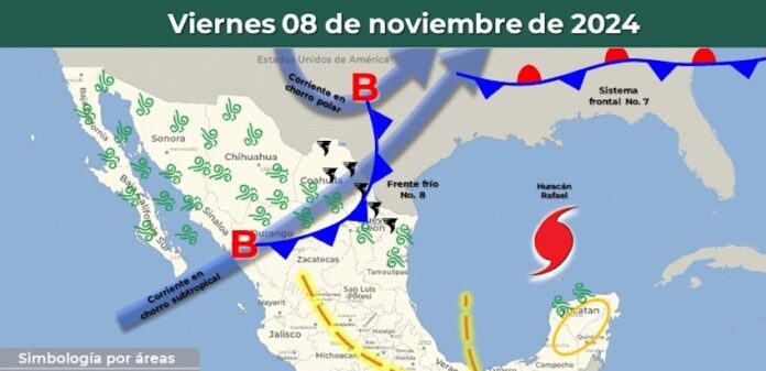#SONORA Frente frío No. 8 seguirá avanzando hoy por el norte de Sonora; para los días 12 y 13 de noviembre se espera nuevo sistema frontal.