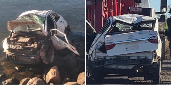 Vuelca automóvil y cae al mar, en sector ‘Batuecas’; la conductora de la unidad resultó lesionada.
