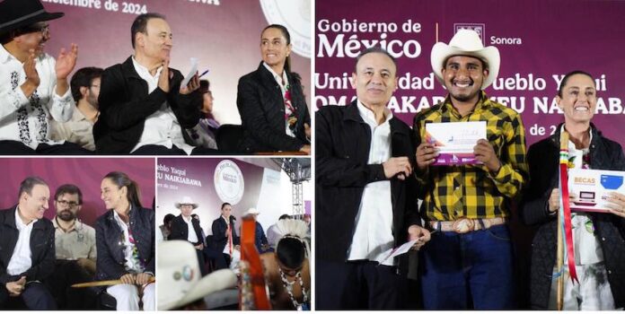 Gobernador Durazo y Presidenta Sheinbaum inauguran Universidad del Pueblo Yaqui y becan a todos sus alumnos.