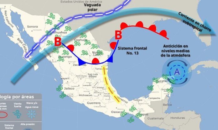 Se espera marcando un descenso de temperaturas con amaneceres gélidos y posibles heladas sobre las regiones del norte, noreste y oriente, por ingreso del frente frío número 14. a Sonora.