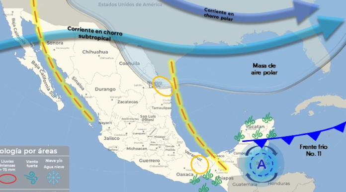 #SONORA Se espera un ligero aumento a las temperaturas máximas sobre la mayor parte de Sonora; con un ambiente frio durante la madrugada y noche con temperaturas mínimas desde los 0°C a 5°C en regiones altas montañosa.