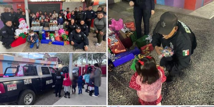 Comparten Policías Estatales alegría en posada navideña con infantes y jóvenes; el convivio se hizo en comunidades donde realizan operativos de seguridad.