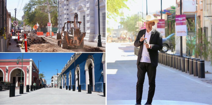 Gobernador Durazo rescata calles del Centro Histórico de Hermosillo; con obras de modernización; transformación que se realiza en cumplimiento a su compromiso.