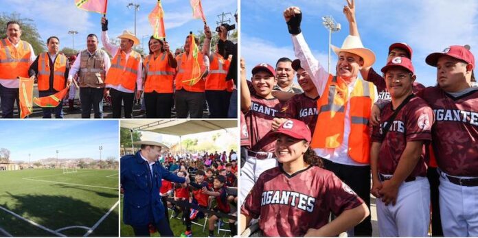 Rescata Gobernador Durazo unidades deportivas en beneficio de niños, jóvenes y adultos atletas; el mandatario estatal impulsa el bienestar deportivo de las familias hermosillenses.