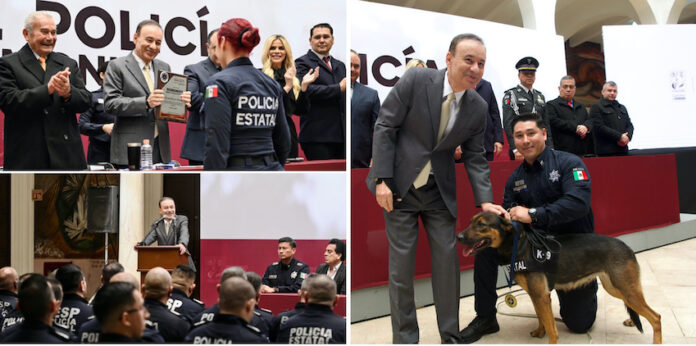 Gobernador Durazo crea Policía Estatal mejor capacitada; reconoce a elementos por 30 años de servicio; la Universidad de la Seguridad Pública ha logrado que más de mil 300 cadetes se hayan graduado desde el inicio de su administración.