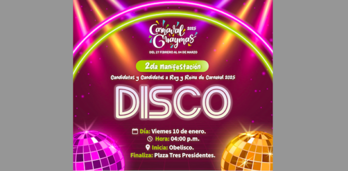 Manifestación carnavalera este viernes en Guaymas; participación de candidatos y candidatas al reinado de las fiestas.