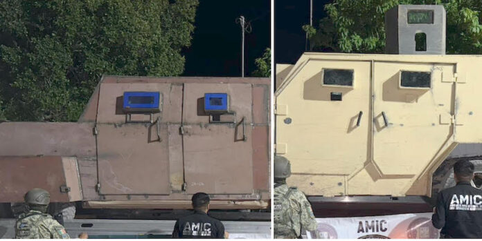 #PITIQUITO Aseguran dos vehículos con blindaje artesanal en cateo realizado en Pitiquito, Sonora.