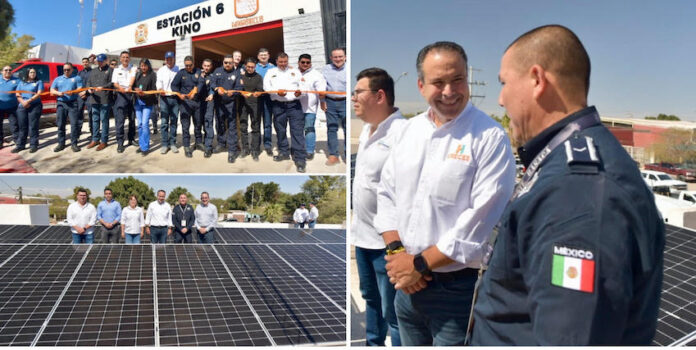 Equipa Toño Astiazarán con paneles solares comandancias del Poblado Miguel Alemán y Kino; inaugura las nuevas instalaciones de la Estación 6 del Departamento de Bomberos.