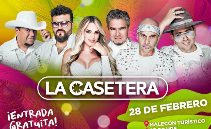 Hoy la presentación de La Casetera en el Malecón Turístico; a partir de las 23:00 horas, en este segundo día del Carnaval de Guaymas 2025.