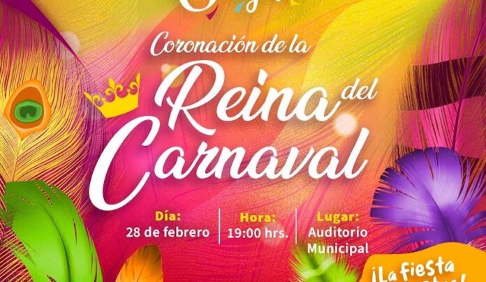 Invitan a la coronación de la reina del Carnaval Guaymas 2025; evento a llevarse a cabon hoy en el Auditorio Cívico, a las siete de la tarde.