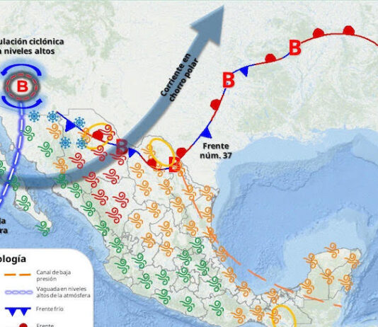 Nuevo frente frío continuará interaccionando con vaguada y con corriente de chorro polar