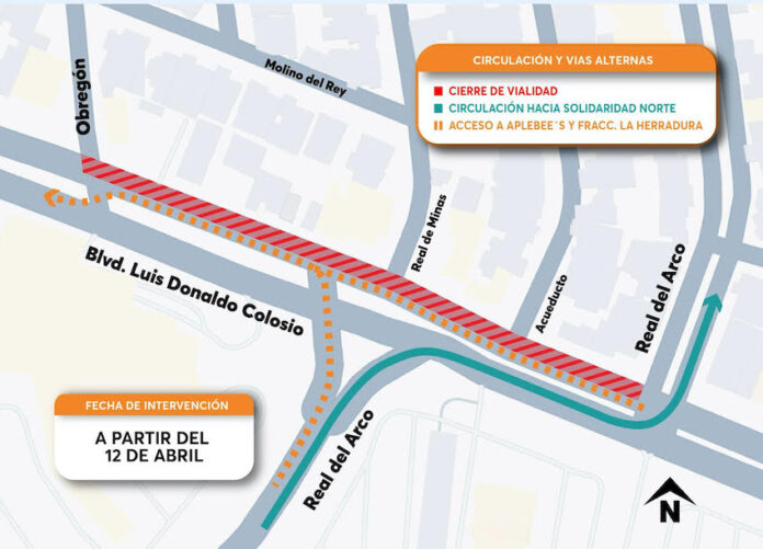 Por instalación de drenaje en obra de paso desnivel cerrarán dos semanas tramo de Colosio y José Obregón; se mantendrá acceso peatonal y tráfico local para los comercios y las personas que viven residenciales del sector, para no afectar sus actividades.