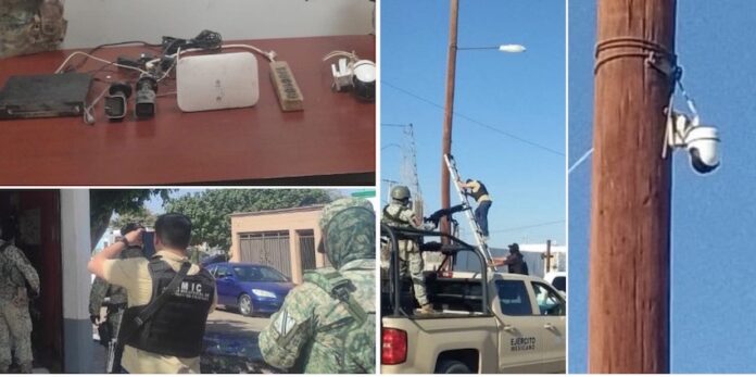 #CAJEME Asegura operativo conjunto cámaras de vigilancia “parásito” en Cajeme; estaban instaladas ilegalmente en la colonia Benito Juárez, perteneciente a la Comisaría de Esperanza.
