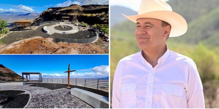 Gobernador Durazo convierte al Mirador de la Cruz del Diablo en destino atractivo esta Semana Santa en Sonora; el mandatario estatal ha fortalecido el turismo en la entidad con el rescate de espacios potencialmente turísticos, donde se espera recibir a miles de visitantes locales y extranjeros para generar una importante derrama económica en la región.