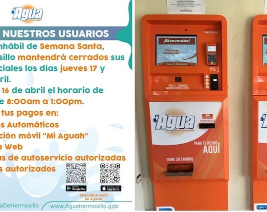 Pone AGUAH a disposición de usuarios cajeros automático y pagos en línea por asueto de Semana Santa