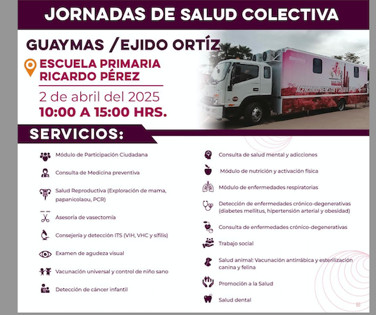 Invitan a la Jornada de Salud Colectiva en el ejido Ortiz