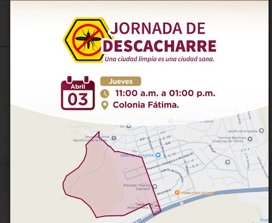 Llevarán jornada de descacharre a colonia Fátima este 3 de abril