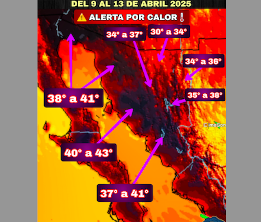 Temperaturas hasta de 43 grados centígrados se esperan la próxima semana