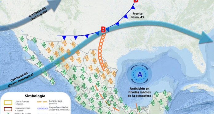 #SONORA Durante hoy, el frente frío No. 43 se extenderá con características de estacionario; para el domingo, vaguada polar y corriente de chorro ocasionarán vientos de fuertes a muy fuertes en todo Sonora.