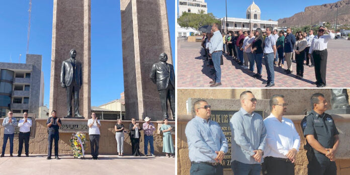#GUAYMAS Conmemoran del CXLIV aniversario del natalicio de Adolfo de la Huerta; evento cívico llevado a cabo por el Ayuntamiento de Guaymas en la Plaza de los Tres Presidentes.