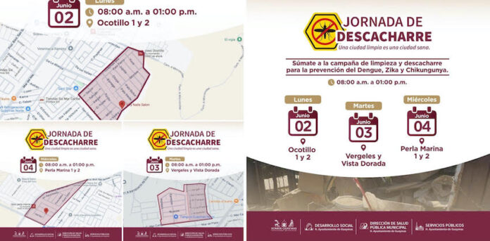 #GUAYMAS Jornada de Descacharre, del 2 al 4 de junio; en las colonias Ocotillo 1 y 2, Vergeles, Vista Dorada, Perla Marina 1 y 2.