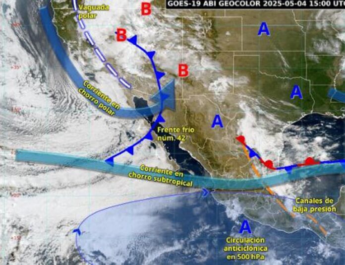 Por frente frío número 42 se esperan fuertes vientos, con posibles tolvaneras; principalmente en regiones del oriente y nororiente de Sonora.