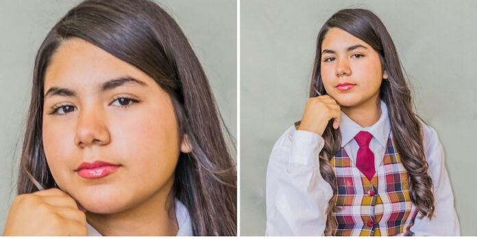 Kamila, linda candidata a reina para el Día del Estudiante; con raíces en Guaymas, cursa el 1C de la Secundaria No. 2 “Gabriel Francisco Ojeda Agúndez”, en La Paz, BCS.