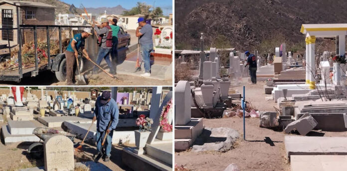 #EMPALME Realizan trabajos de limpieza en Panteón Municipal; con el objetivo de dejarlo en condiciones adecuadas con motivo de la celebración del 10 de Mayo.