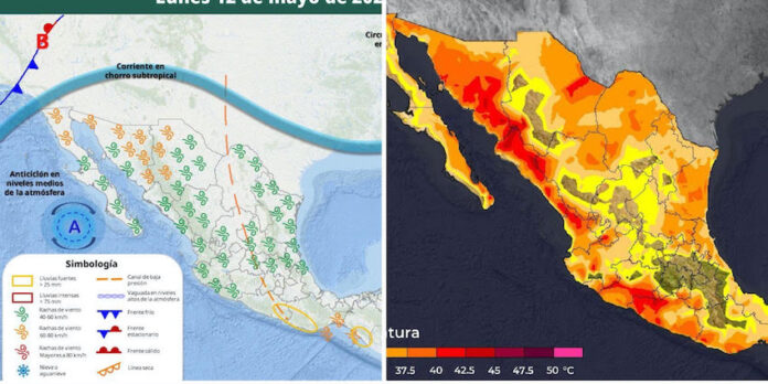 #SONORA Este día nuevo frente frío se aproximará al noroeste de México; asociado con corrientes en chorro polar y subtropical, provocará vientos fuertes con rachas de 50 a 70 km/h y tolvaneras.