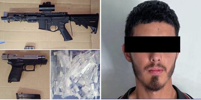 #HERMOSILLO Cae sujeto armado, y con droga; Carlos “N”, de 20 años de edad, de la colonia Los Angeles, en Hermosillo.