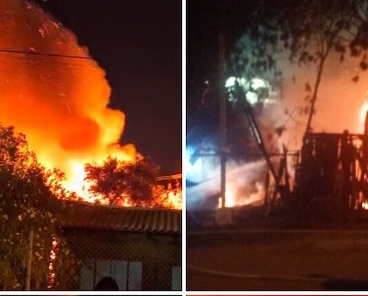 Fuego destruye por completo una vivienda, esta noche