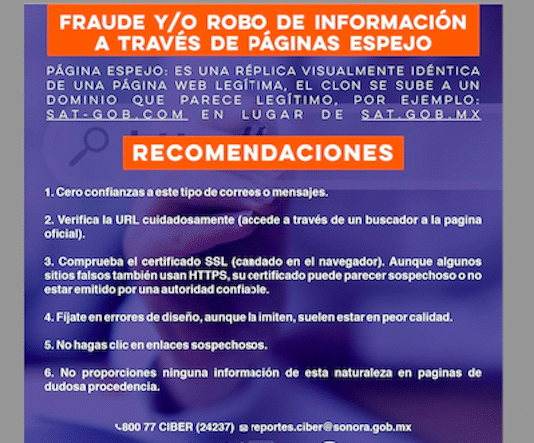 Alertan por páginas espejo para cometer fraude