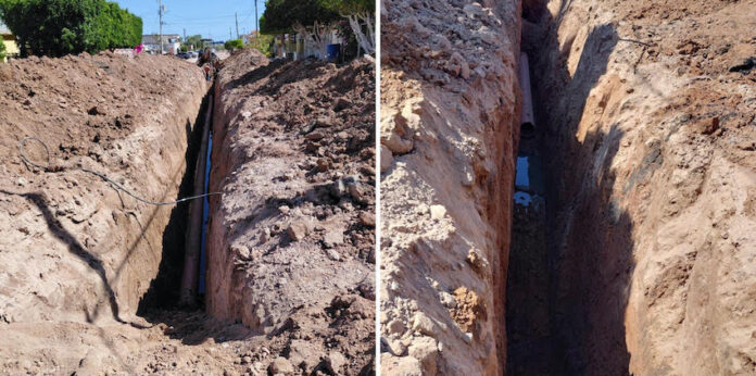 #EMPALME Rehabilitan red de agua y alcantarillado; trabajos del Ayuntamiento de Empalme, en la calle 23 de la colonia Libertad.