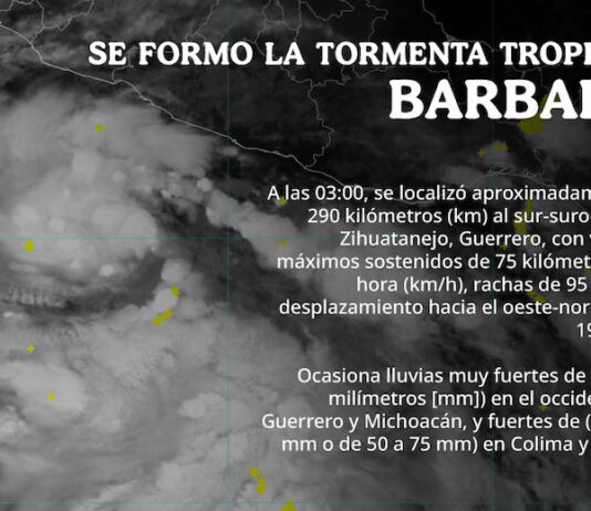 ¡Ya está el ciclón tropical Bárbara en el Pacífico!