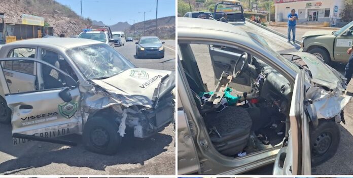 Fuerte choque deja dos heridos; ocurrió sobre la carretera internacional, tramo Guaymas-Empalme.