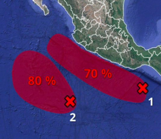 Bajo vigilancia 2 zonas de baja presión en el Pacífico