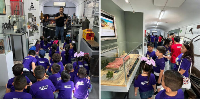 #Empalme Niños del Campamento Verano ITSON visitan el MUFER; valorando cada una de las piezas, los videos y la maqueta con trenes a escala.