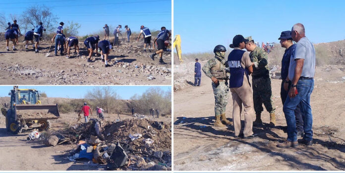 #Empalme Realizan jornada de limpieza en desembocadura del Río Mátape; trabajo coordinado entre el Ayuntamiento y Secretaría de Marina.