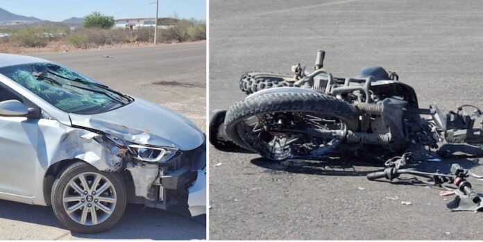 🔴#GUAYMAS Motociclista seriamente lesionado en choque; ocurrió esta tarde en la carretera al Aeropuerto y bulevar Microondas, del sector Norte de Guaymas.