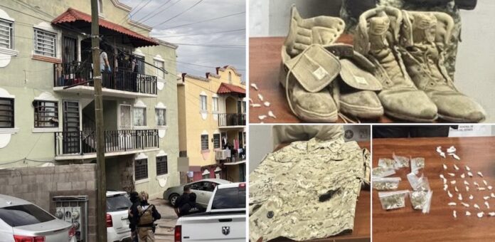#Nogales Aseguran droga y equipo táctico en un cateo en Nogales; operativo conjunto llevado a cabo en la colonia San Miguel; no hubo detenidos.